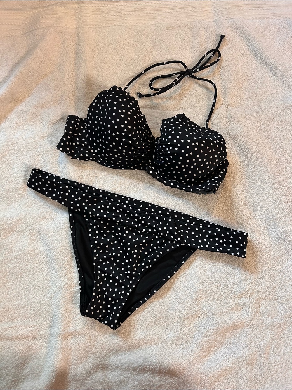 Victoria's Secret Black and White Polka Dot Bikini Set